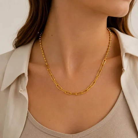 COLLAR DE CADENA ACERO COLOR DORADO PARA CHARM
