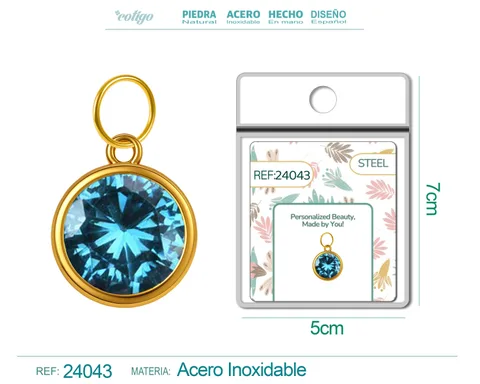 CHARM ACERO DORADO CON PIEDRA NACIMIENTO DE MARZO