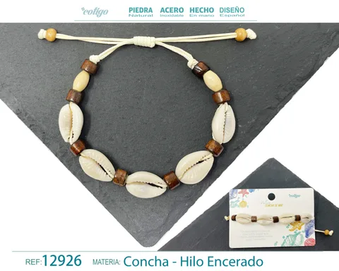 PULSERA HILO ENCERADO DE CONCHA