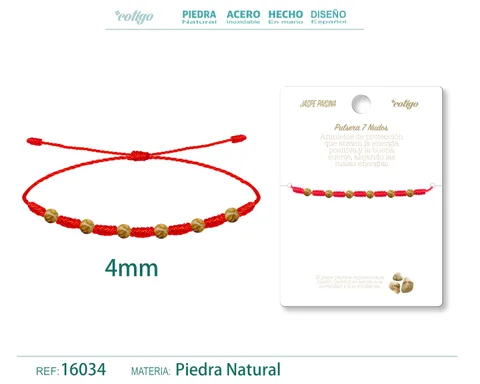 PULSERA 7 NUDOS CON  JASPE PAISINA 4MM