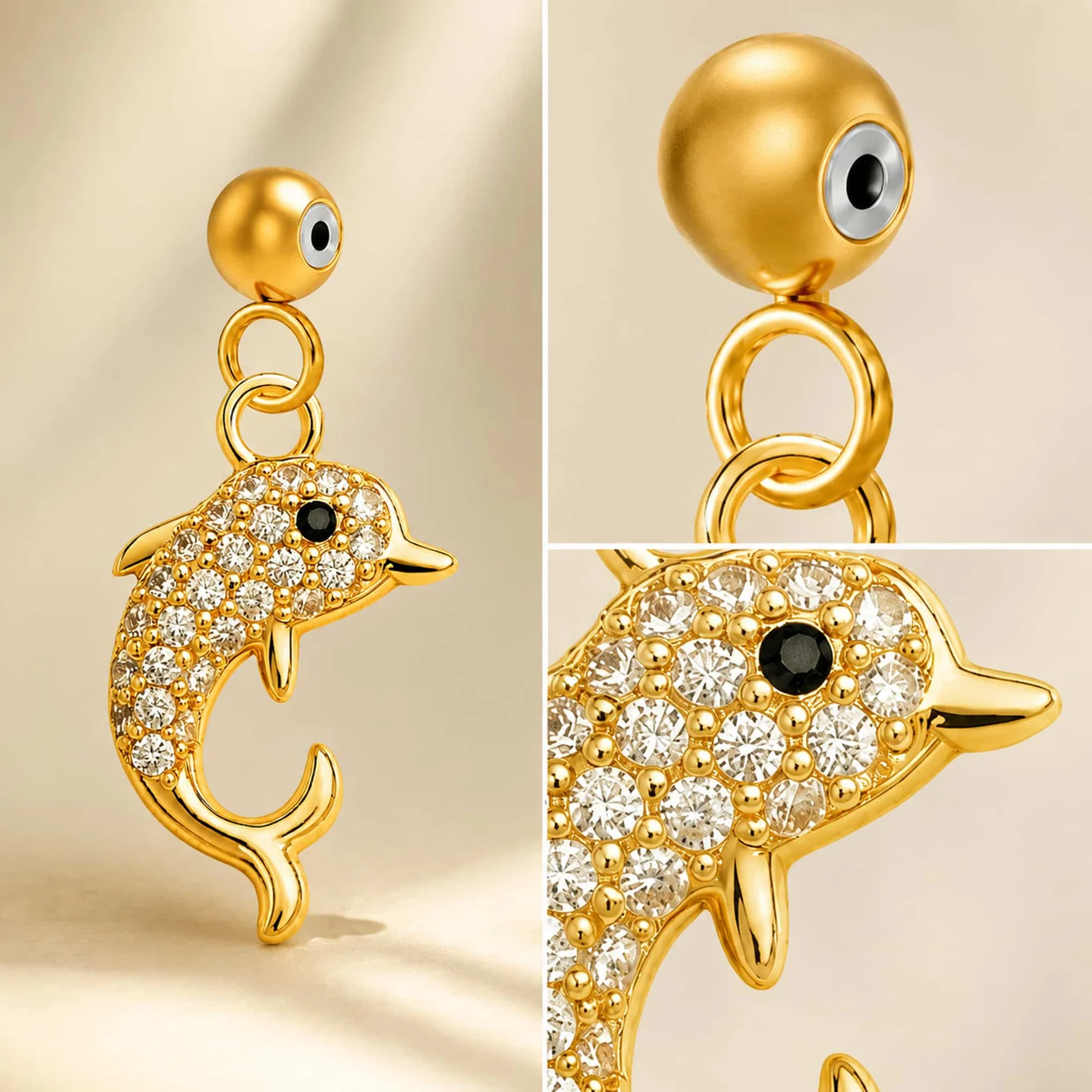 CHARM DE COBRE CHAPADO ORO 14K CON CIRCONITA-CON BOLA DE GOMA