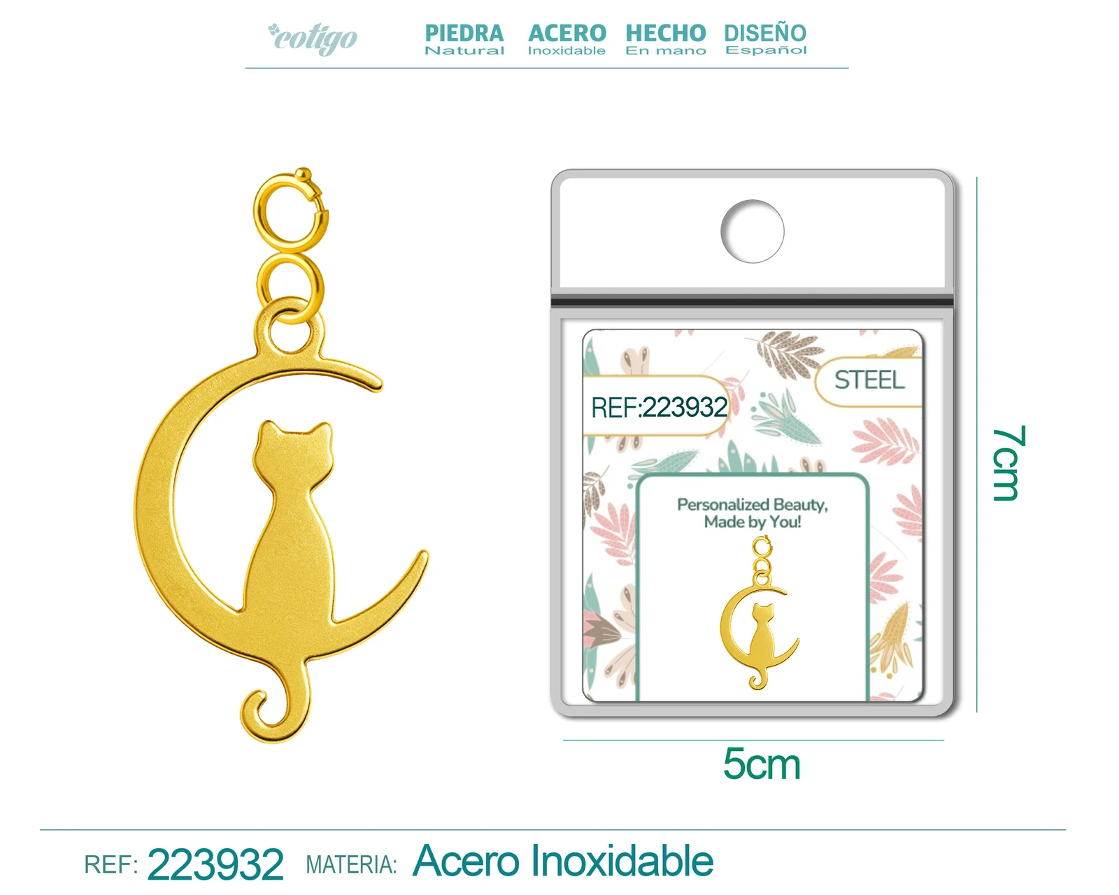 CHARM ACERO INOXIDABLE COLOR DORADO -CON CIERRE