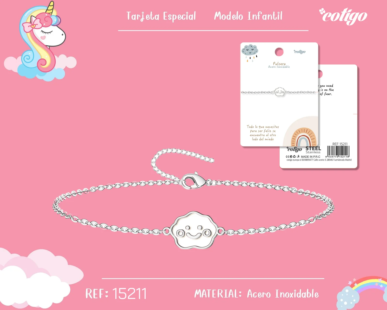 PULSERA DE NIÑA ACERO COLOR PLATEADO