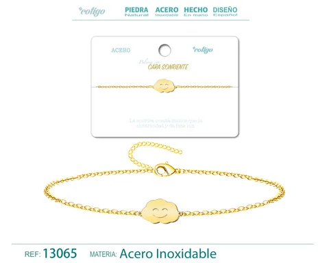 PULSERA CARA SONRIENTEACERO DORADO