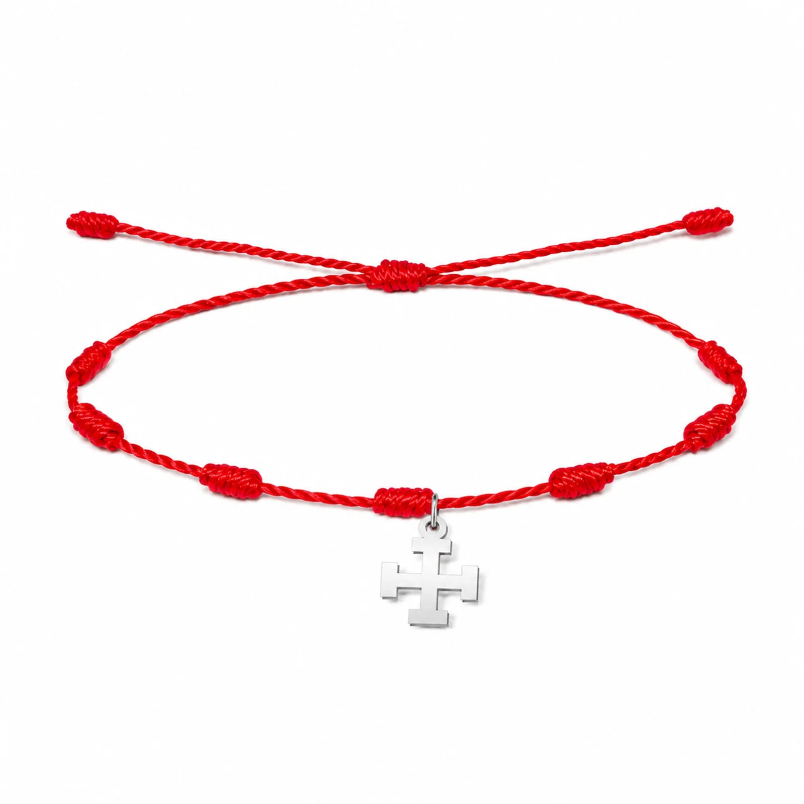 PULSERA 7 NUDOS CON CRUZ POTENZADA COLOR PLATEADO