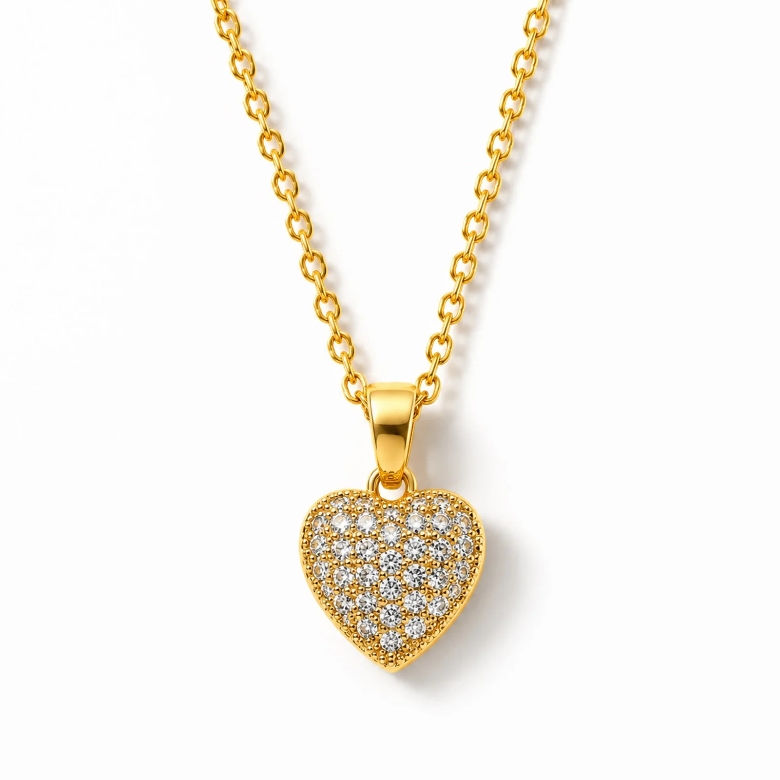 Colgangte Cobre con Circonita Colar Dorado y Cadena Acero