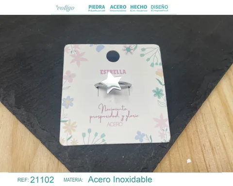 ANILLO ESTRELLA ACERO COLOR PLATEADO
