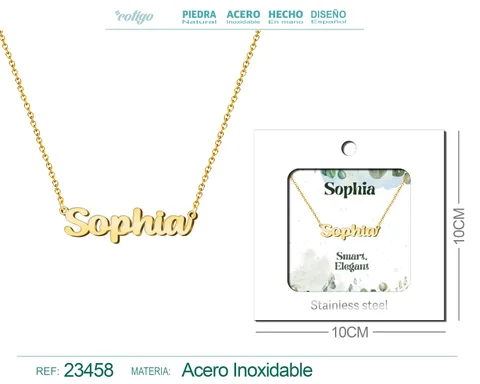 COLLAR NOMBRE INGLES SOPHIA ACERO CON SOBRE