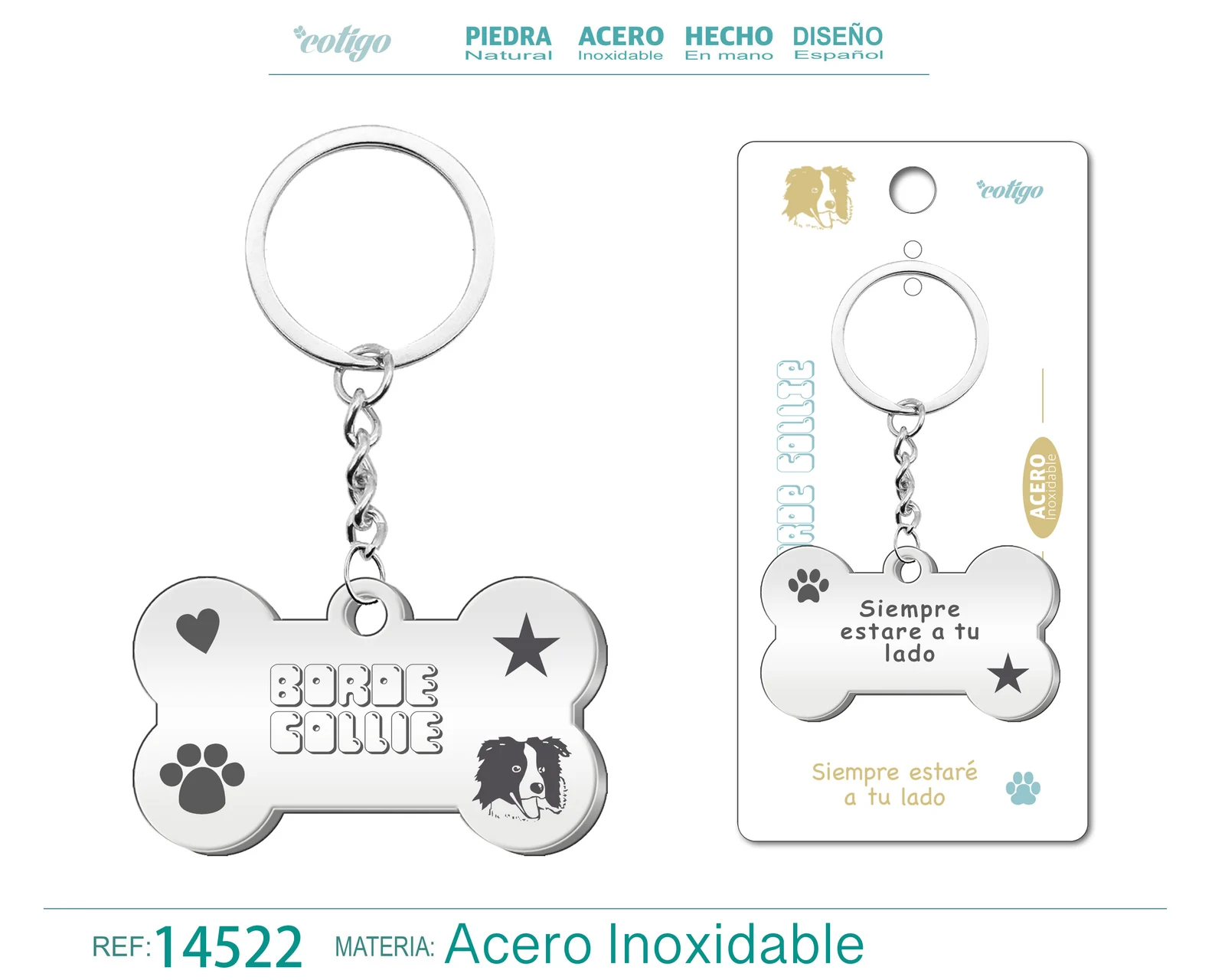 LLAVERO ACERO DE PERRO BORDE COLLIE