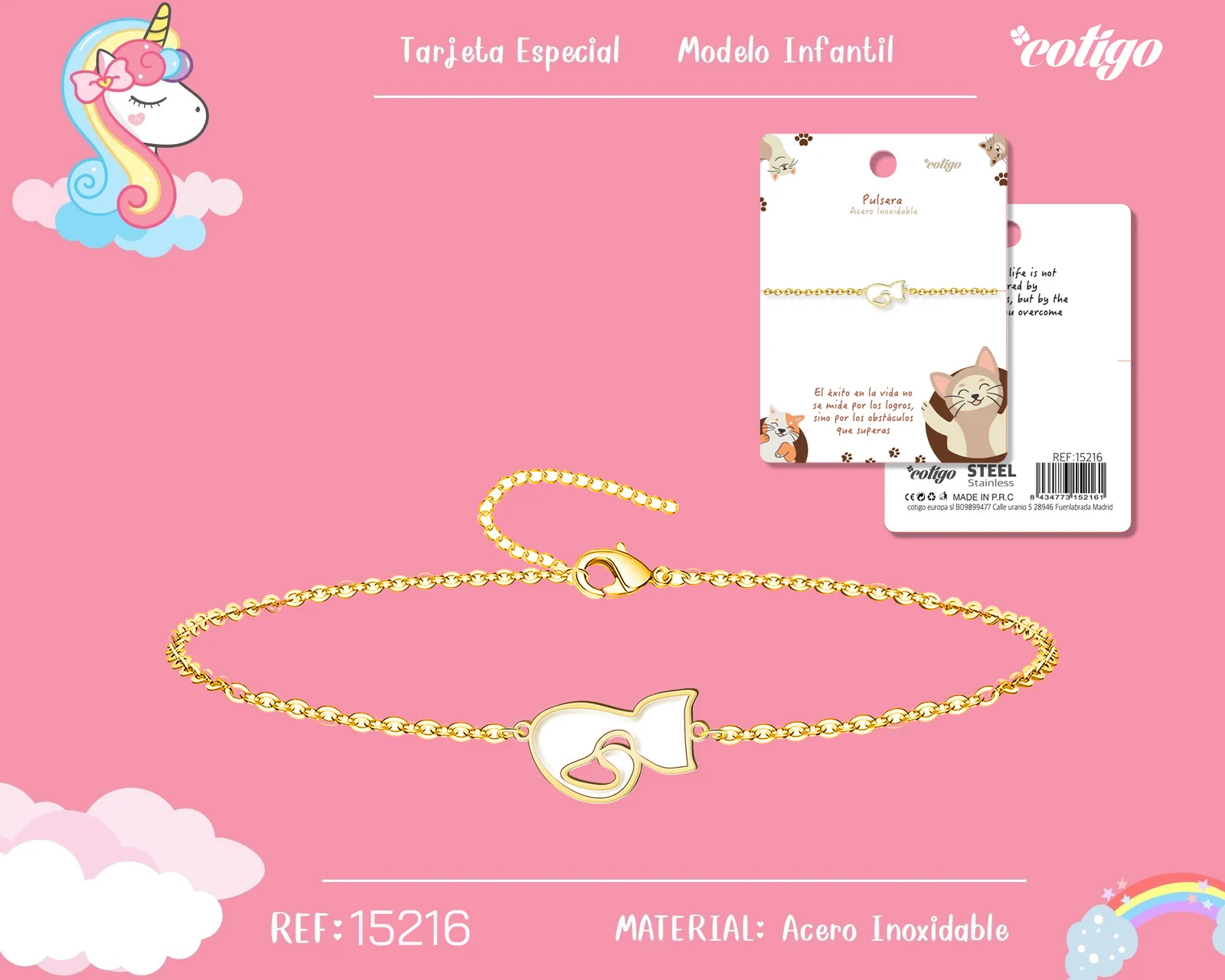 PULSERA DE NIÑA ACERO COLOR DORADO