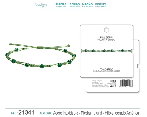 PULSERA HILO ENCERADO CON MALAQUITA