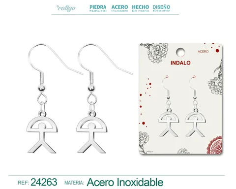 PENDIENTE CON INDALO ACERO PLATEADO