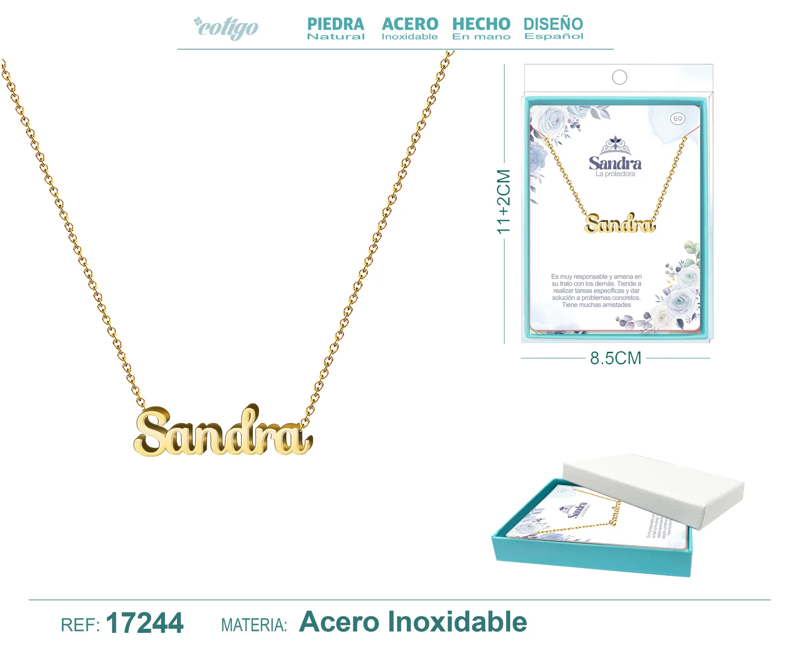 COLLAR SANDRA ACERO COLOR DORADO