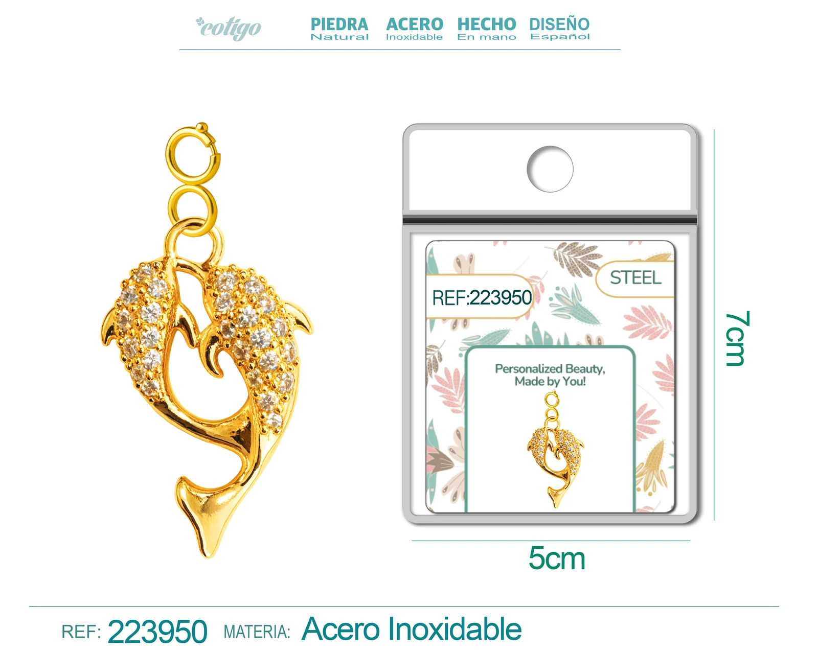 CHARM DE COBRE CHAPADO A ORO 14K CON CIRCONITA-CON CIERRE