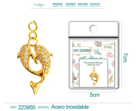 CHARM DE COBRE CHAPADO A ORO 14K CON CIRCONITA-CON CIERRE