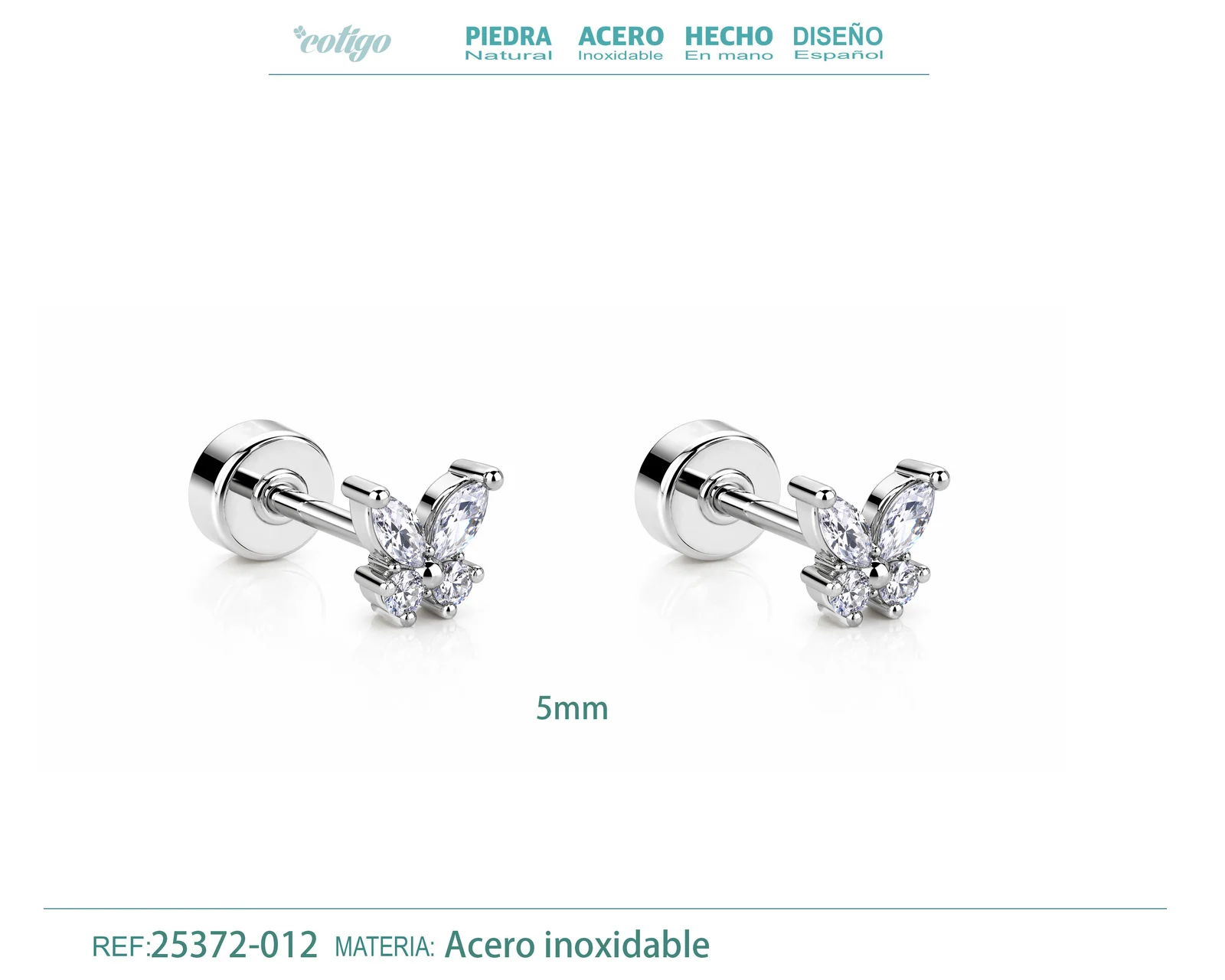 Pendiente-Piercing Bañado Oro 18K y con Circonita
