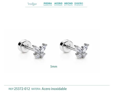 Pendiente-Piercing Bañado Oro 18K y con Circonita