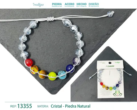 PULSERA 7 CHAKRAS CON CRISTAL DE HILO TRENZADO