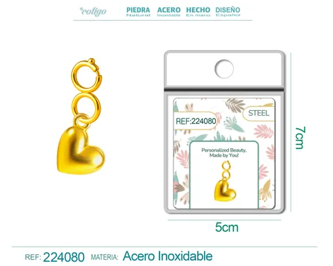 CHARM ACERO DORADO CHAPADO ORO 14 K-CON CIERRE