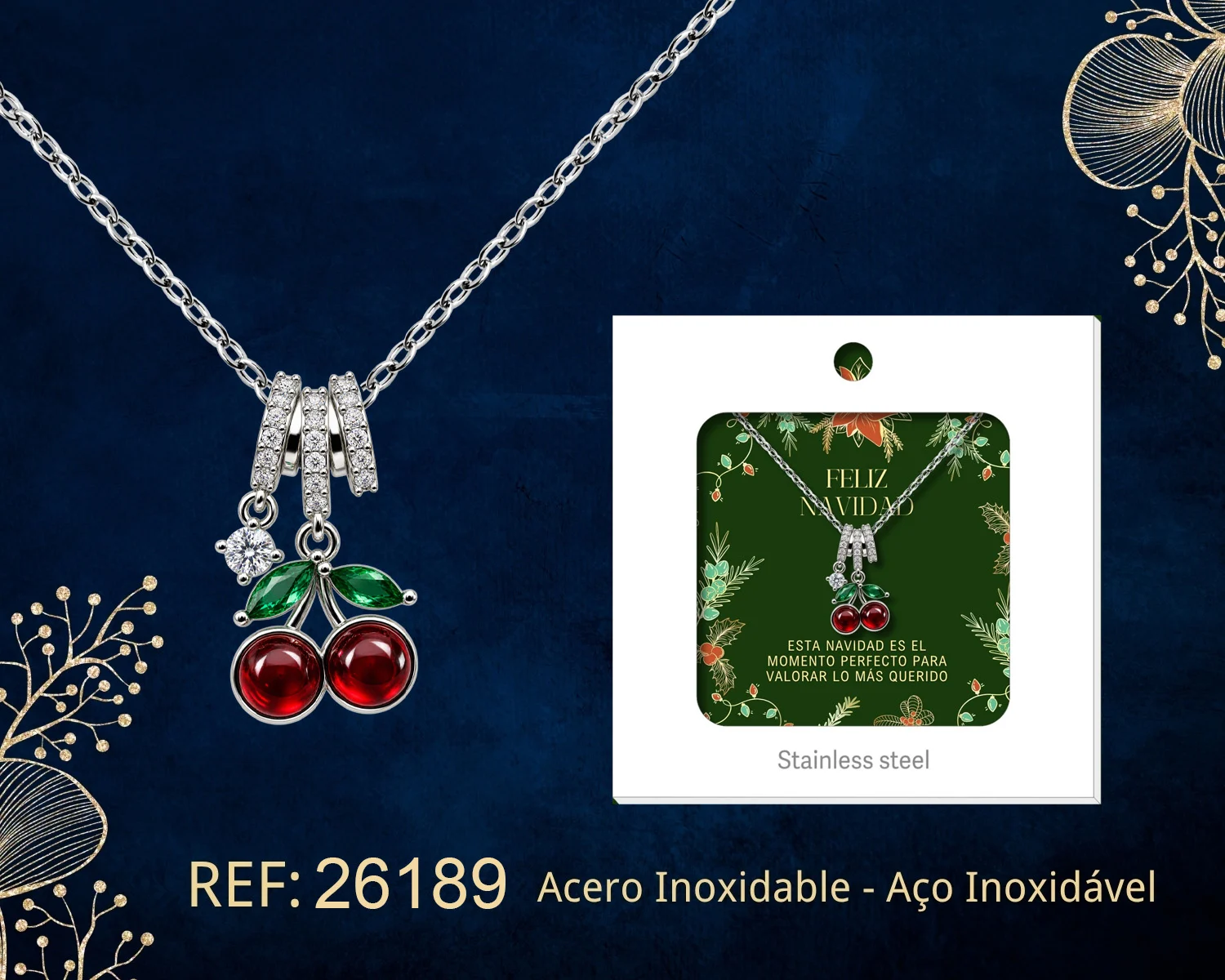 COLGANTE CHAPADA ORO 14K CON CIRCONITA PARA NAVIDAD