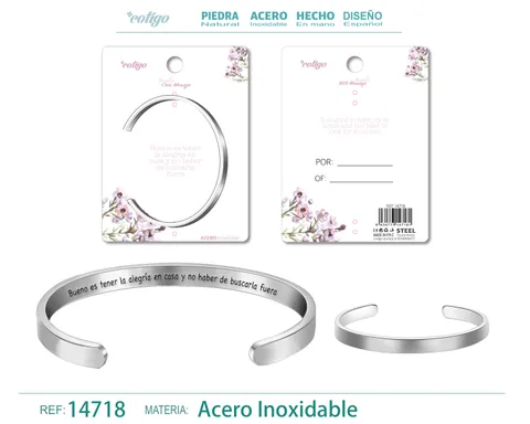 BRAZALETE ACERO CON MENSAJE ESPAÑOL