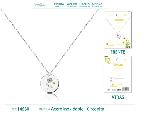 COLLAR ACERO PARA NACIMIENTO DE NOVIEMBRE PLATEADO