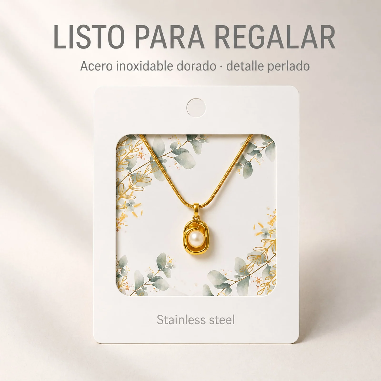 COLLAR ACERO INOXIDABLE CON SOBRE