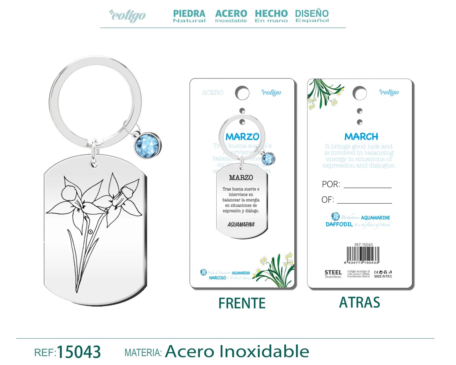 LLAVERO ACERO PARA NACIMIENTO DE MARZO