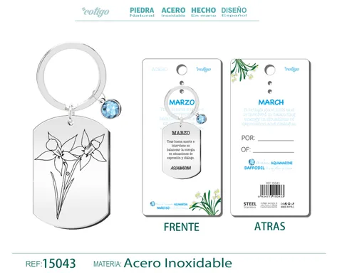 LLAVERO ACERO PARA NACIMIENTO DE MARZO