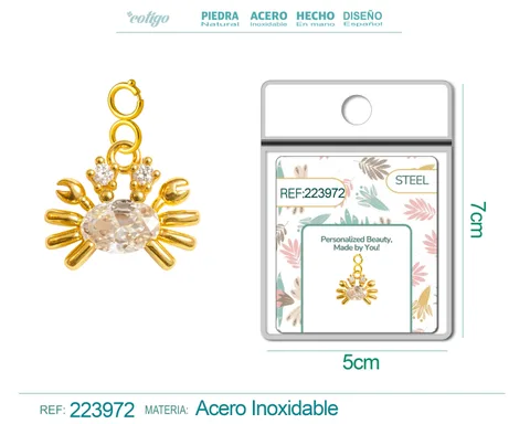 CHARM DE COBRE CHAPADO A ORO 14K CON CIRCONITA-CON CIERRE