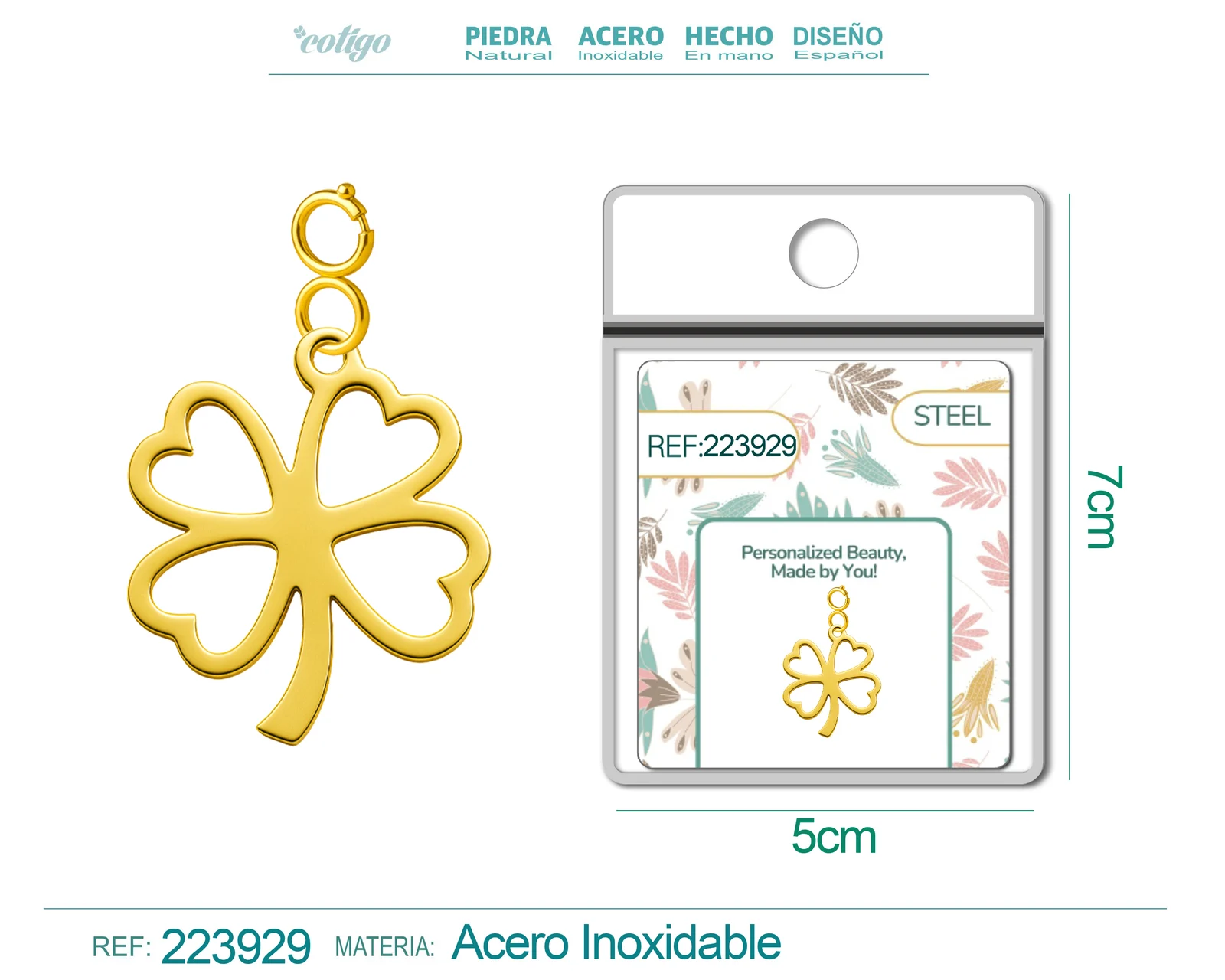 CHARM ACERO INOXIDABLE COLOR DORADO -CON CIERRE
