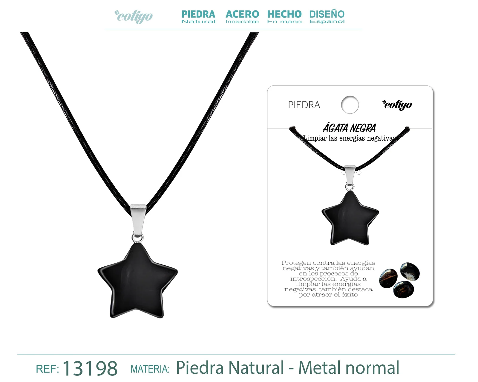 COLGANTE ESTRELLA DE PIEDRA ÁGATA NEGRA
