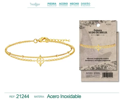 PULSERA NUDO BRUJA ACERO DORADO