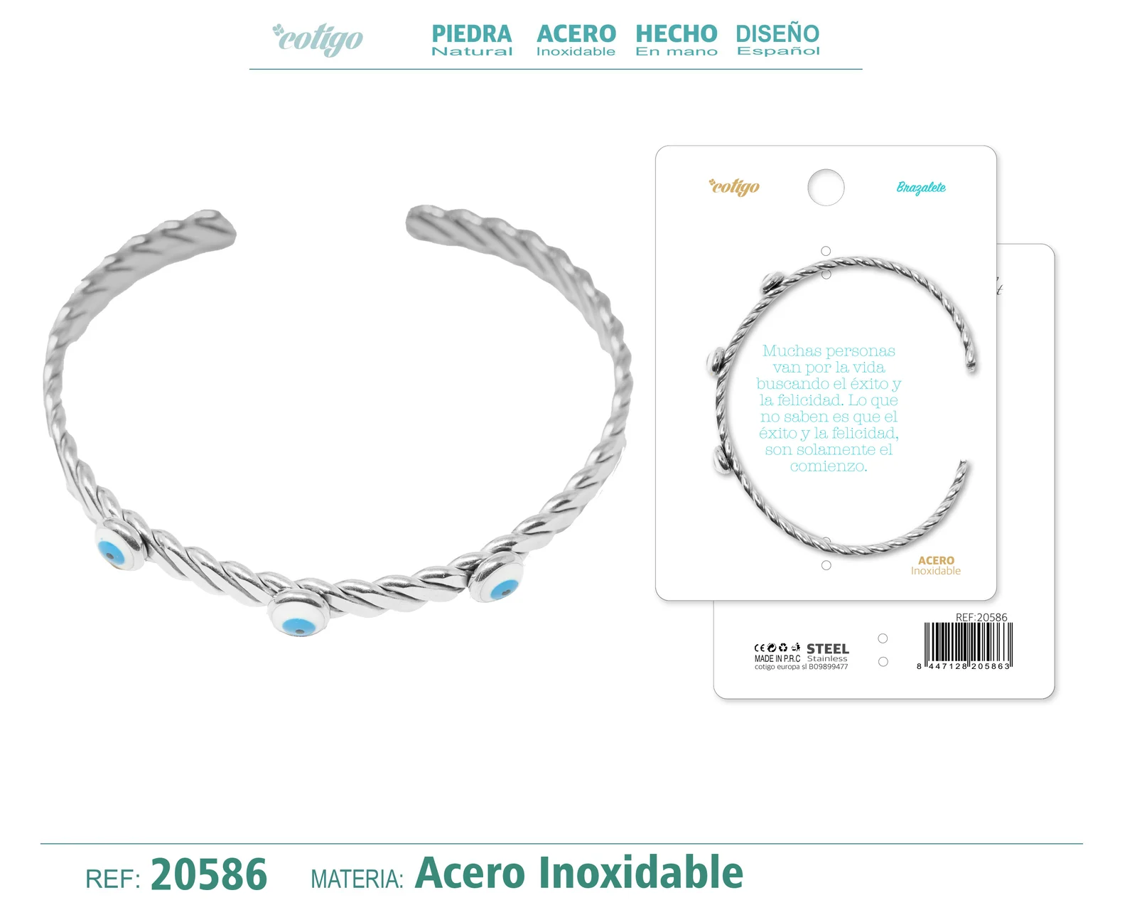 BRAZALETE ACERO COLOR PLATEADO