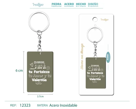 LLAVERO MENSAJE COLORES CON ACCESORIO ACERO