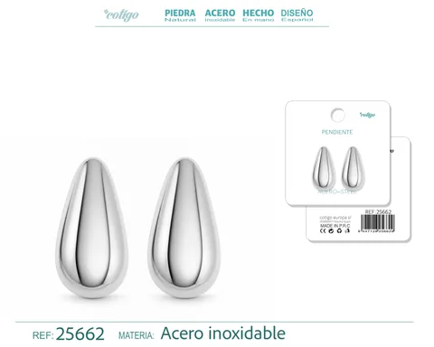 Pendiente Acero Inoxidable color Plateado