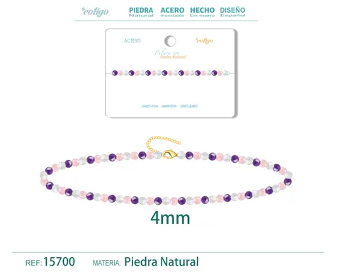 PULSERA CUARZO ROSA+AMATISTA+CUARZO BLANCO