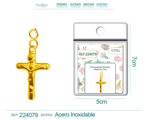 CHARM ACERO DORADO CHAPADO ORO 14 K-CON CIERRE