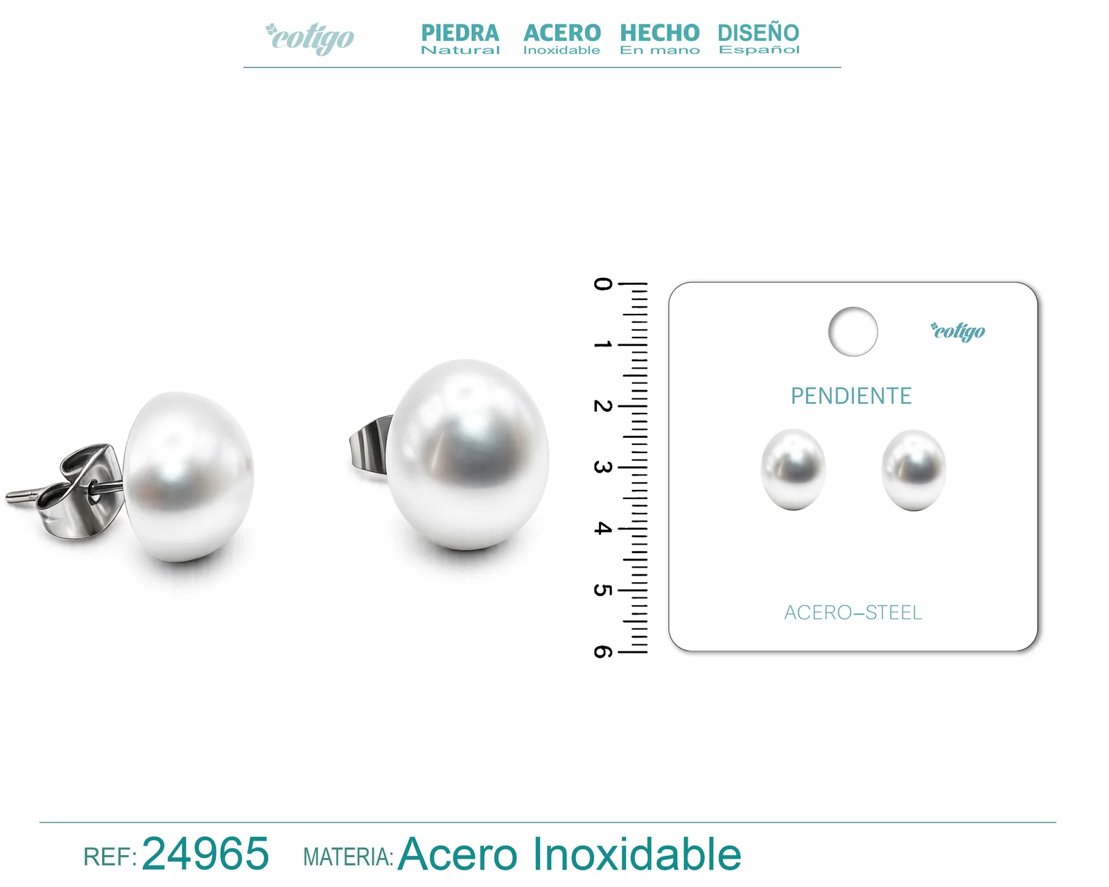 PENDIENTE DE PERLA CON ACCESORIO ACERO