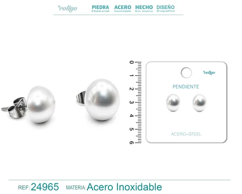 PENDIENTE DE PERLA CON ACCESORIO ACERO