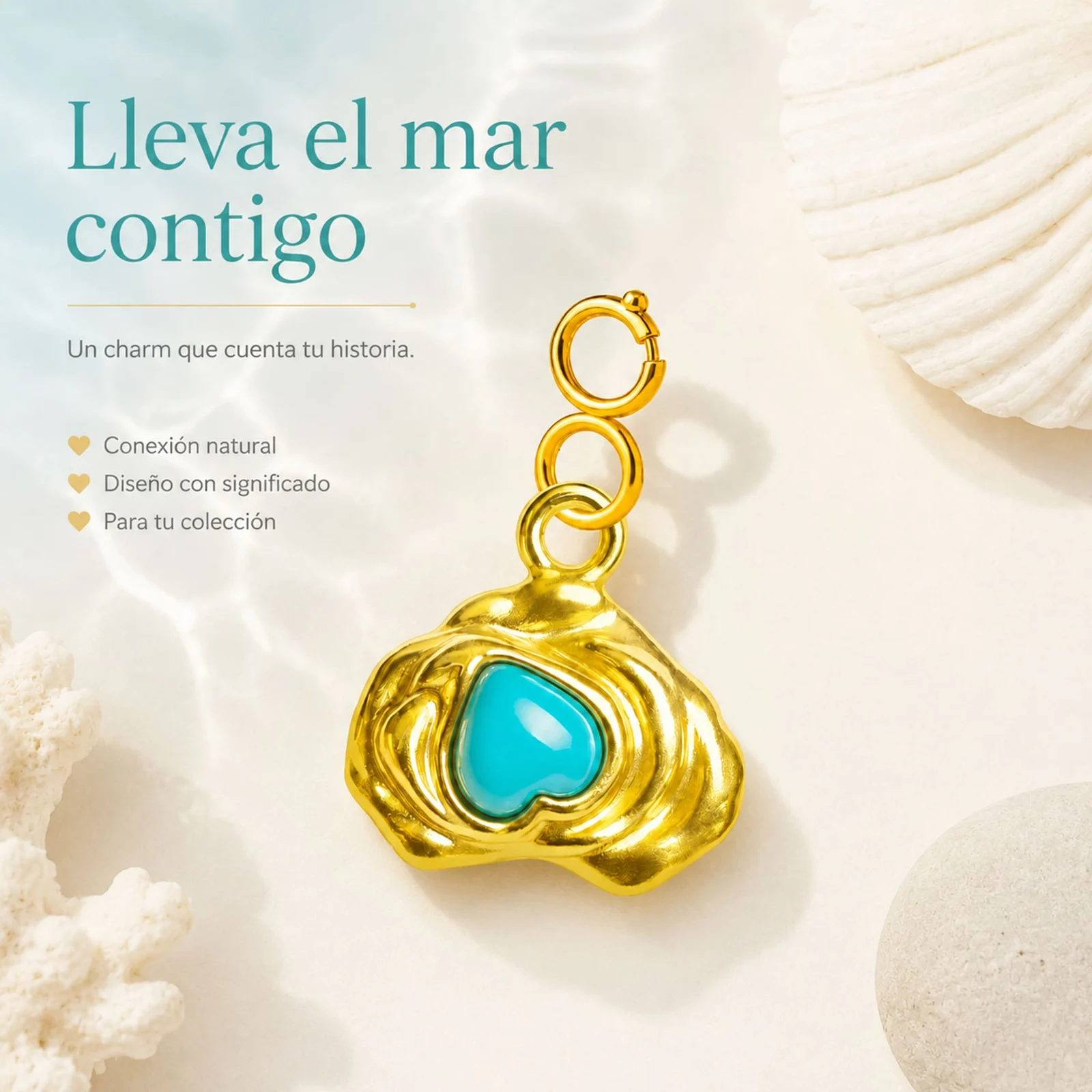 CHARM ACERO DORADO CHAPADO ORO 14 K-CON CIERRE