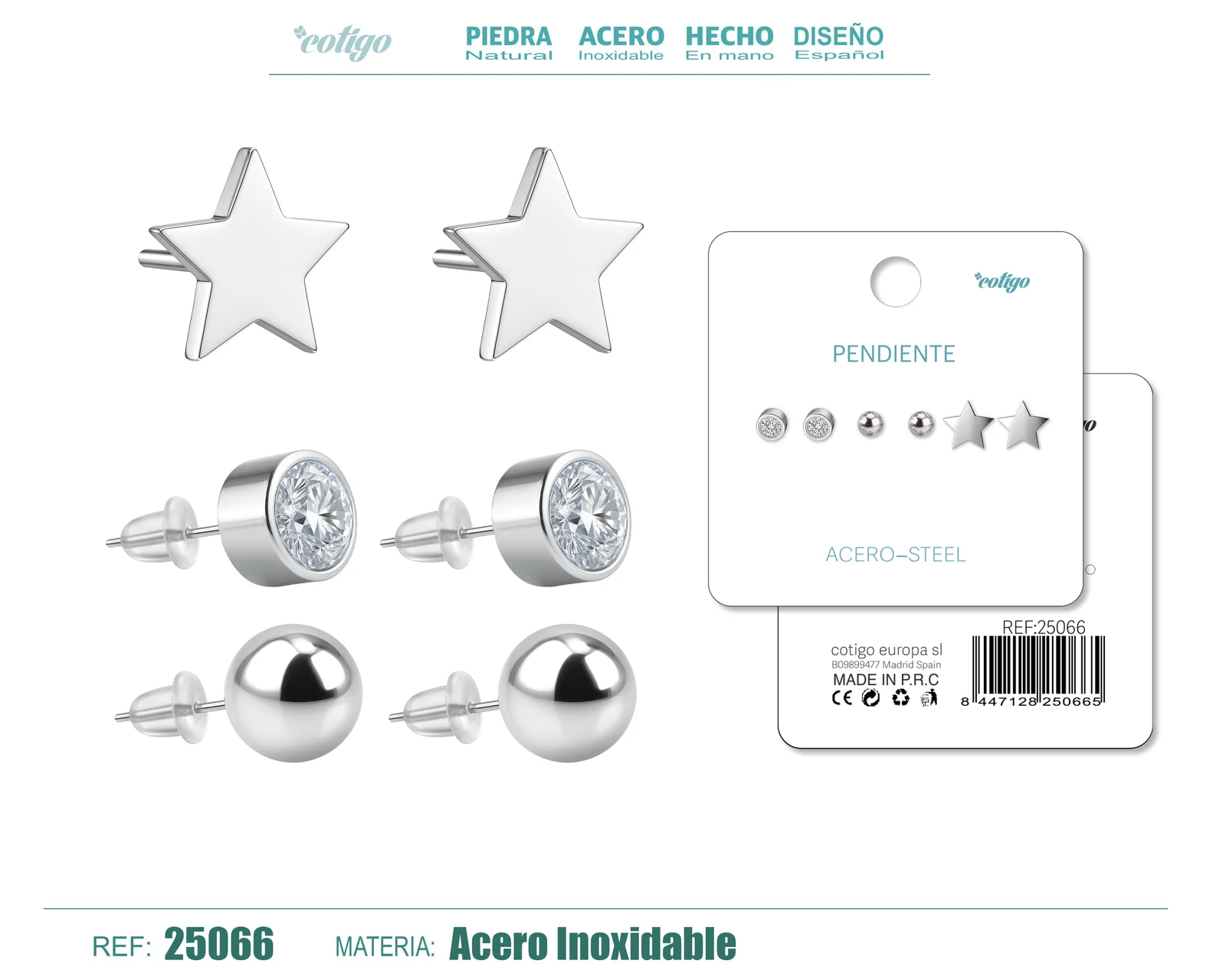 PENDIENTE ACERO INOXIDABLE 3 PARES