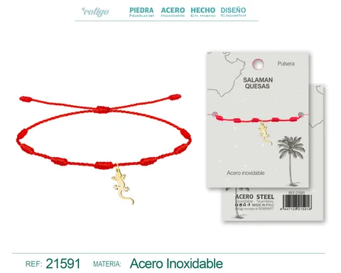 PULSERA 7 NUDOS CON SALAMANQUESAS ACERO DORADO