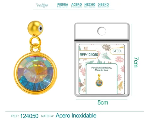 CHARM ACERO DORADO CON PIEDRA NACIMIENTO DE OCTUBRE-CON BOLA DE GOMA
