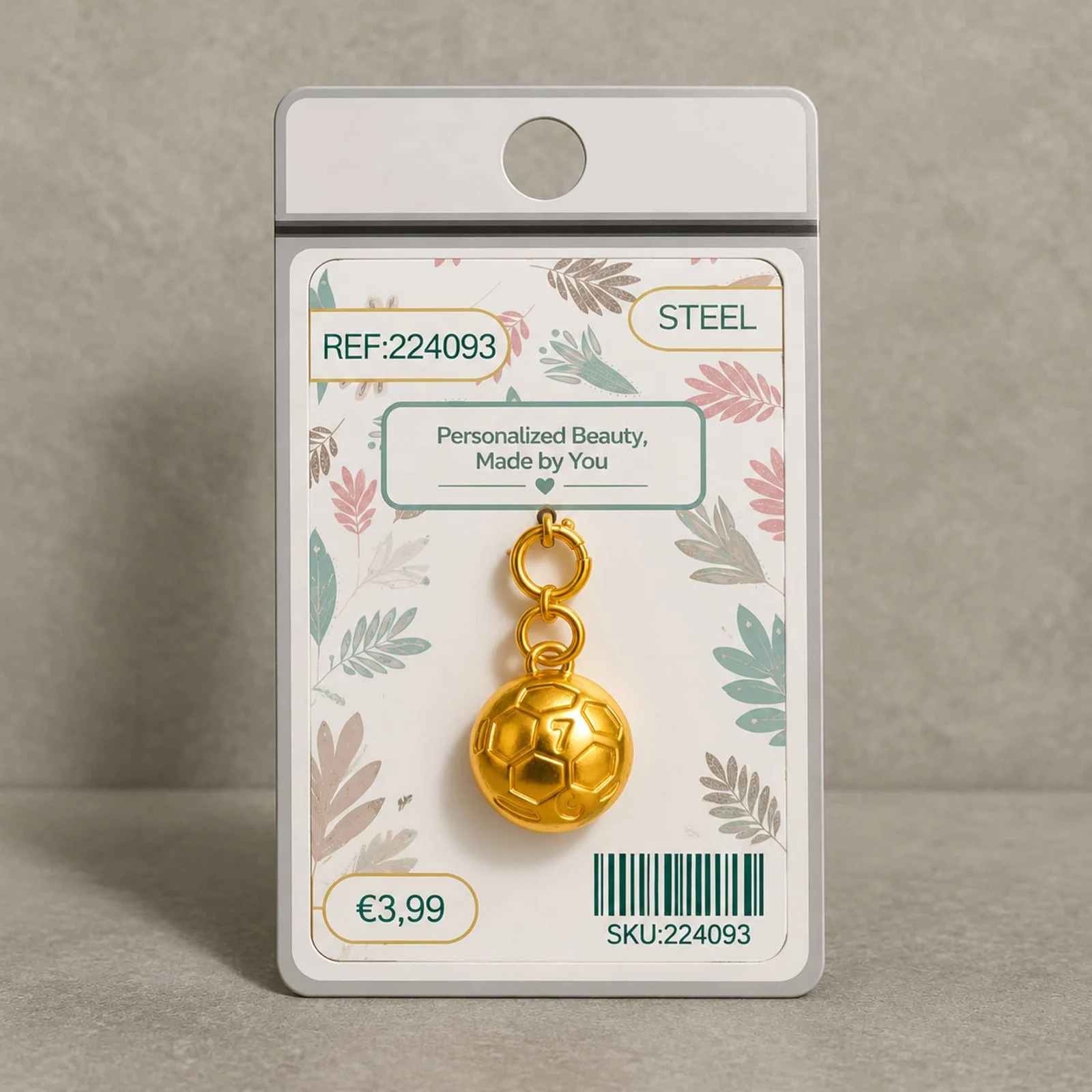 CHARM ACERO DORADO CHAPADO ORO 14 K-CON CIERRE