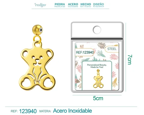 CHARM ACERO INOXIDABLE COLOR DORADO -CON BOLA DE GOMA