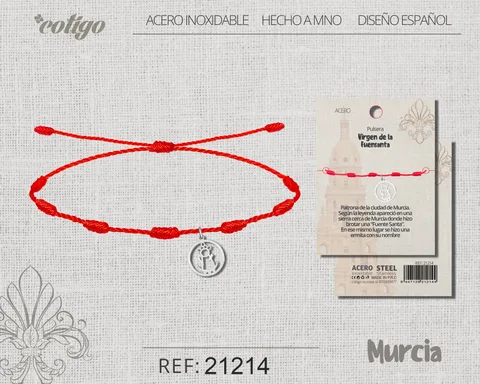 PULSERA 7 NUDOS CON VIRGEN DE LA FUENSANTA ACERO PLATEADO