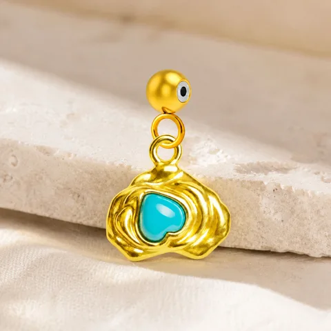 CHARM ACERO DORADO CHAPADO ORO 14 K-CON BOLA DE GOMA