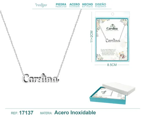 COLLAR CAROLINA ACERO COLOR PLATEADO