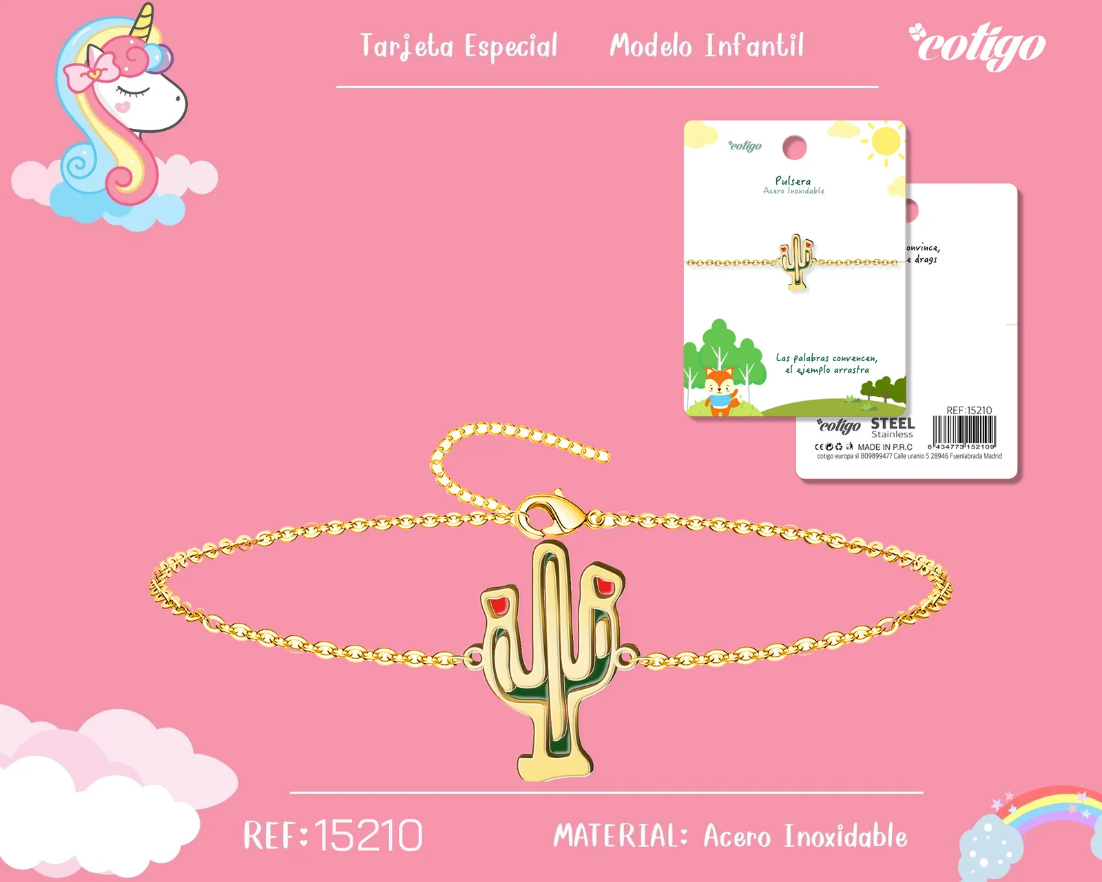 PULSERA DE NIÑA ACERO COLOR DORADO
